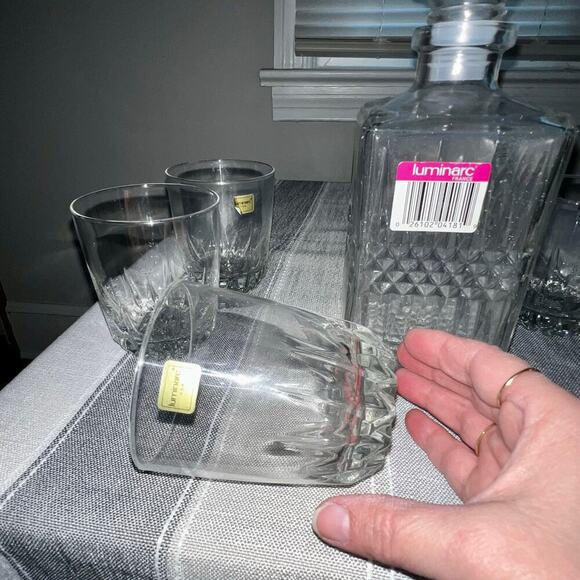 VTG Diamant Glass 7 PC On The Rocks Decanter Set Luminarc - Durand International - Picture 6 of 12